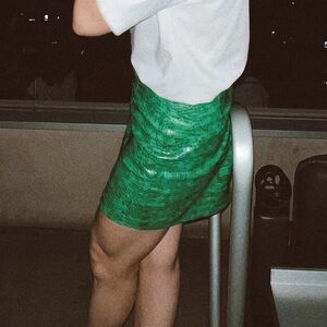 PrettyLittleThing greenFaux-Croc Mini Skirt